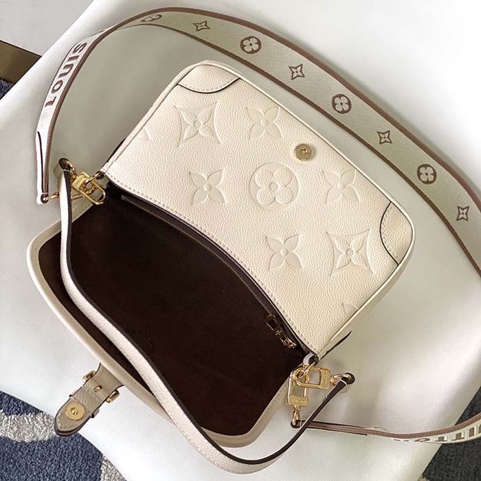 Louis Vuitton LV Women Diane Crème Beige Embossed Supple Grained Cowhide Leather