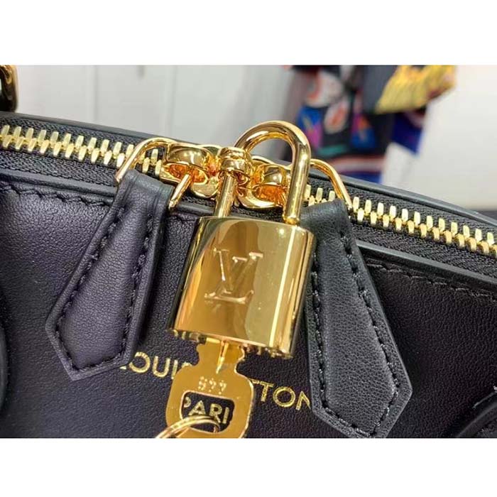 Louis Vuitton LV Women Lock It MM Black Taurillon Leather Smooth Calfskin Calf Leather