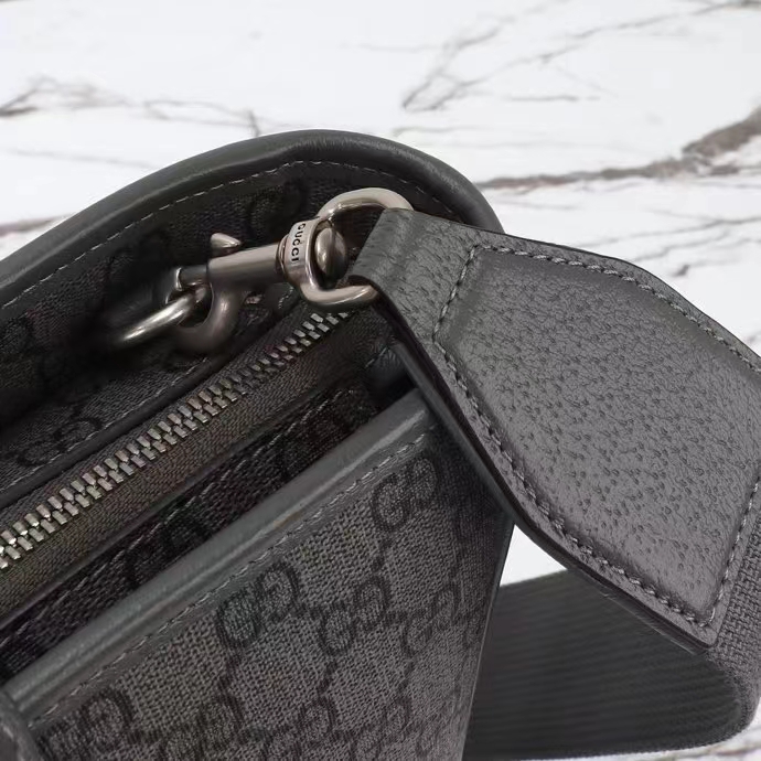 Gucci GG Unisex Ophidia Medium Tote Bag Grey Black GG Supreme Tender Canvas