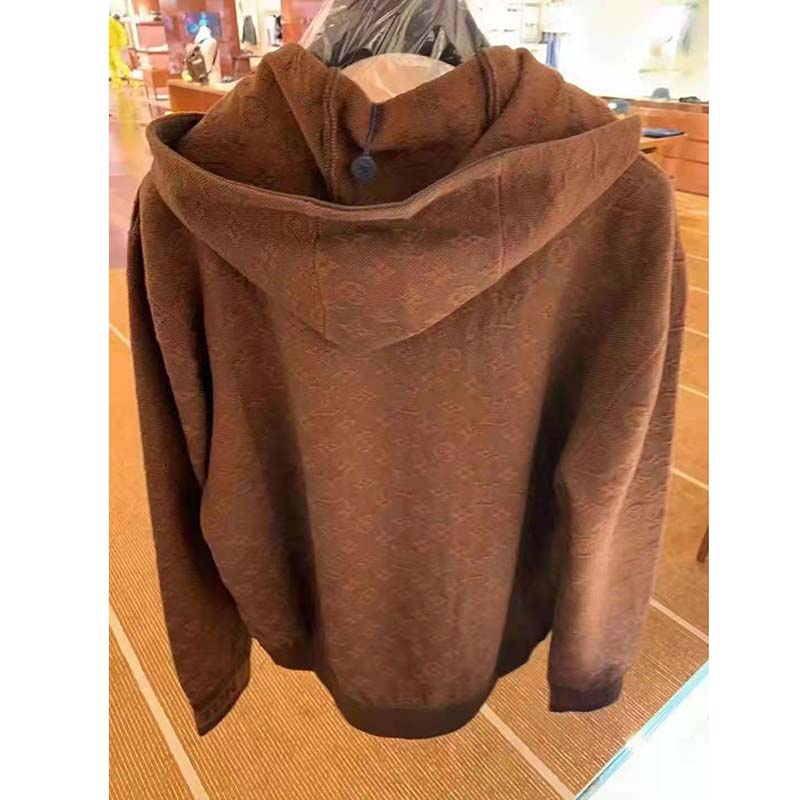 Louis Vuitton LV Women Monogram Hoodie Wool Polyester Brown Slightly Loose Fit