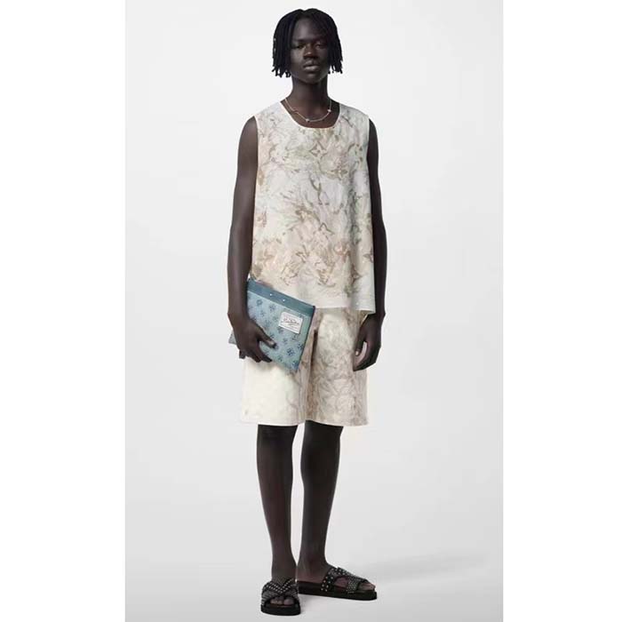 Louis Vuitton LV Unisex Pochette To Go Monogram Washed Denim Coated Canvas Cowhide Leather