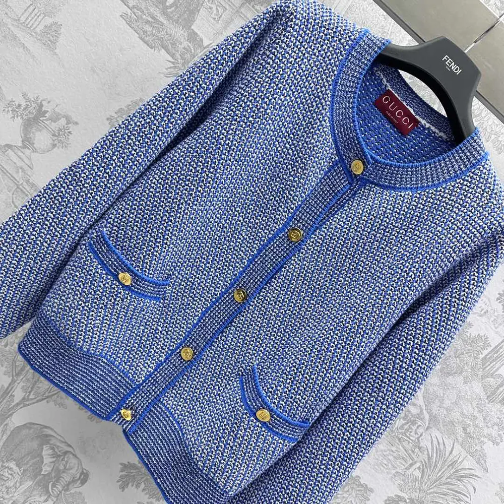 Gucci Women Fine Cotton Crewneck Cardigan 818643XKENR4179