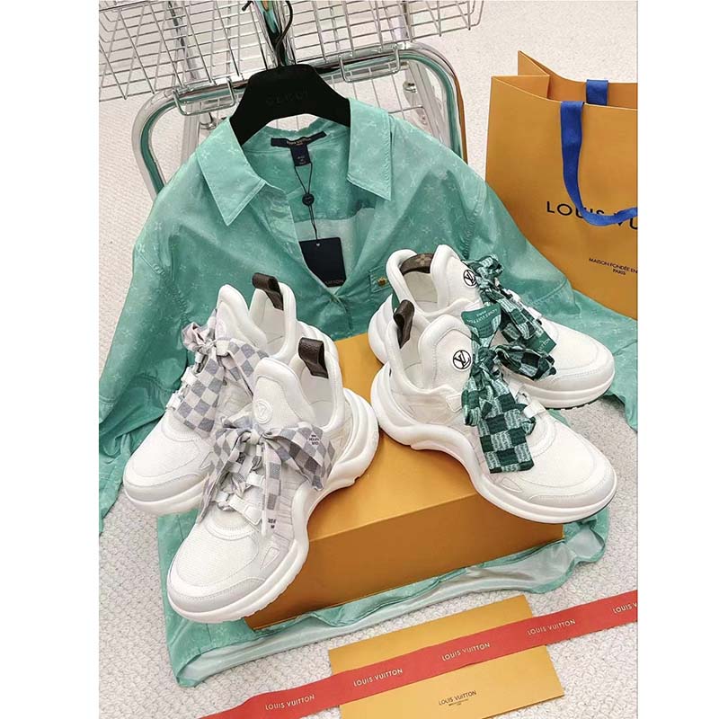 Louis Vuitton Women LV Archlight Sneaker Azur Blue Mix Materials Ribbon Laces