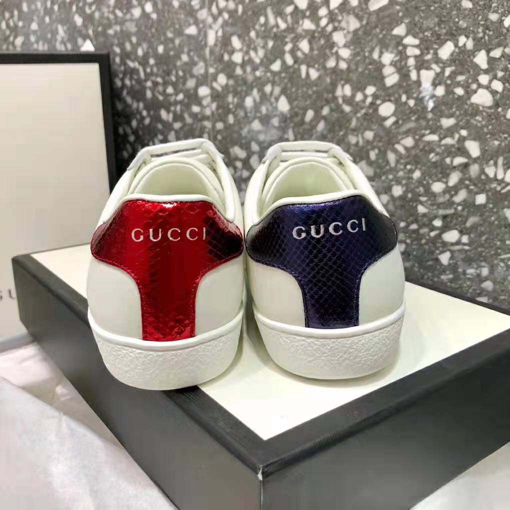 Gucci Unisex Ace Embroidered Sneaker with Iconic Gold Embroidered Bee-White