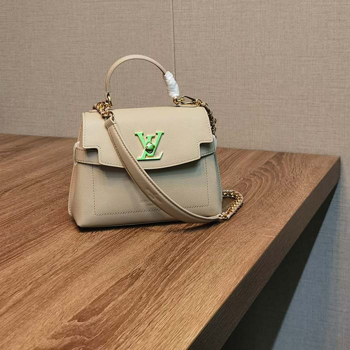 Louis Vuitton LV Women Lockme Ever Mini Handbag Greige Grained Calf Leather