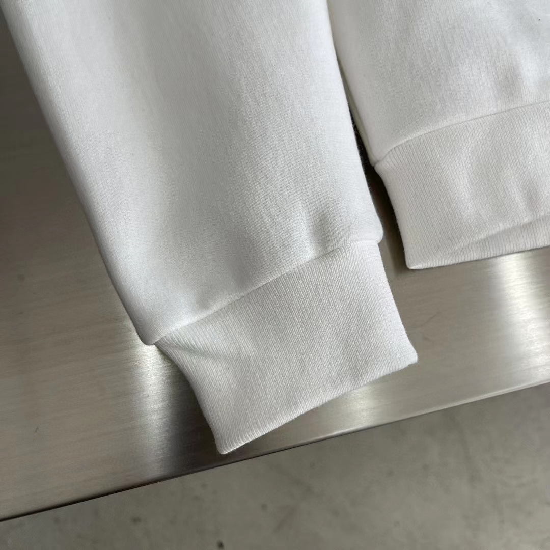 Louis Vuitton Men LV Cotton Sweatshirt Regular Fit Malletier International Brushed Jersey Milky White