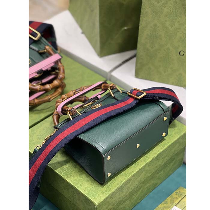 Gucci GG Women Diana Mini Tote Bag Green Leather Double G