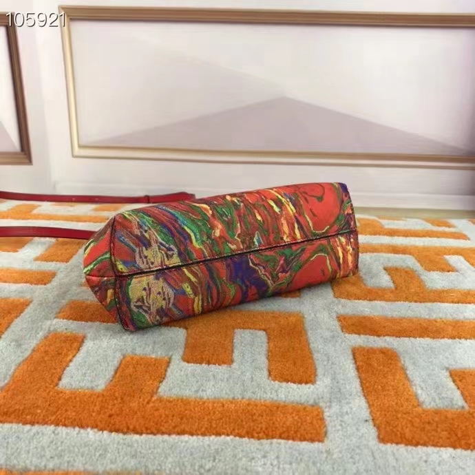 Fendi Women FF First Medium Red Marble Fabric Bag