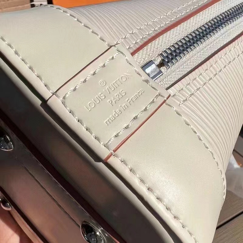 Louis Vuitton LV Women Alma BB Handbag White Epi Grained Cowhide Leather