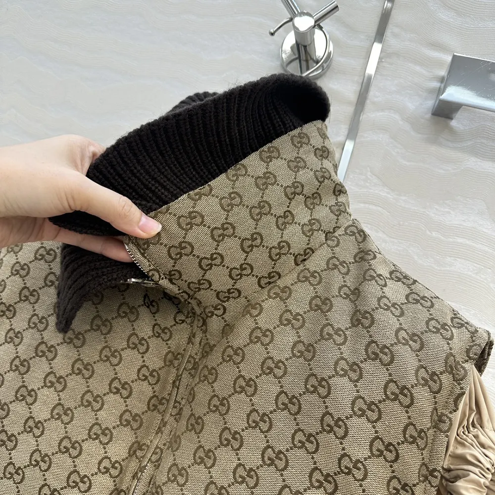 Gucci Women GG Canvas Gilet with Leather Label 823751Z8B1K