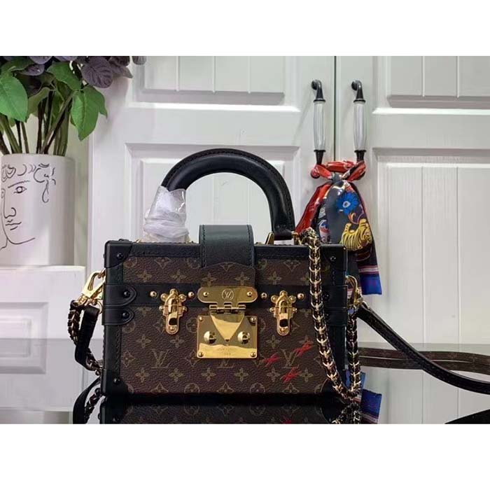 Louis Vuitton Unisex LV Petite Malle Capitale Monogram Coated Canvas Cowhide Leather S-Lock