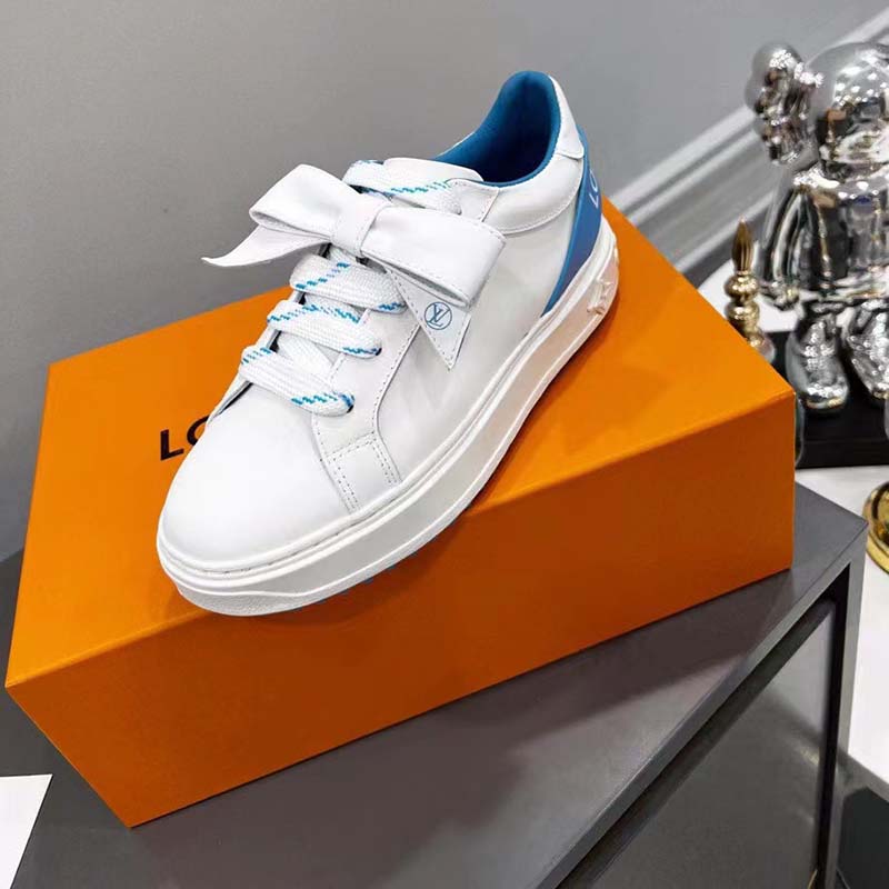 Louis Vuitton Unisex LV Shoes Time Out Sneaker Light Blue Calf Leather Rubber Outsole