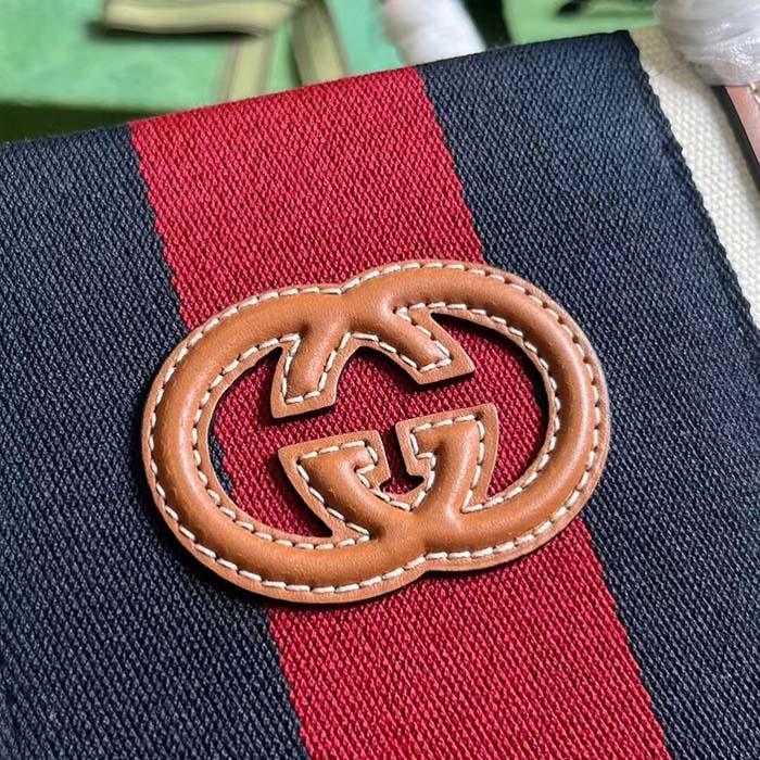 Gucci Women GG Small Interlocking G Tote Bag White Cotton Canvas