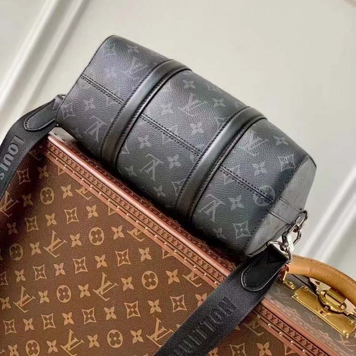 Louis Vuitton LV Unisex Keepall Bandoulière 25 Monogram Eclipse Reverse Coated Canvas