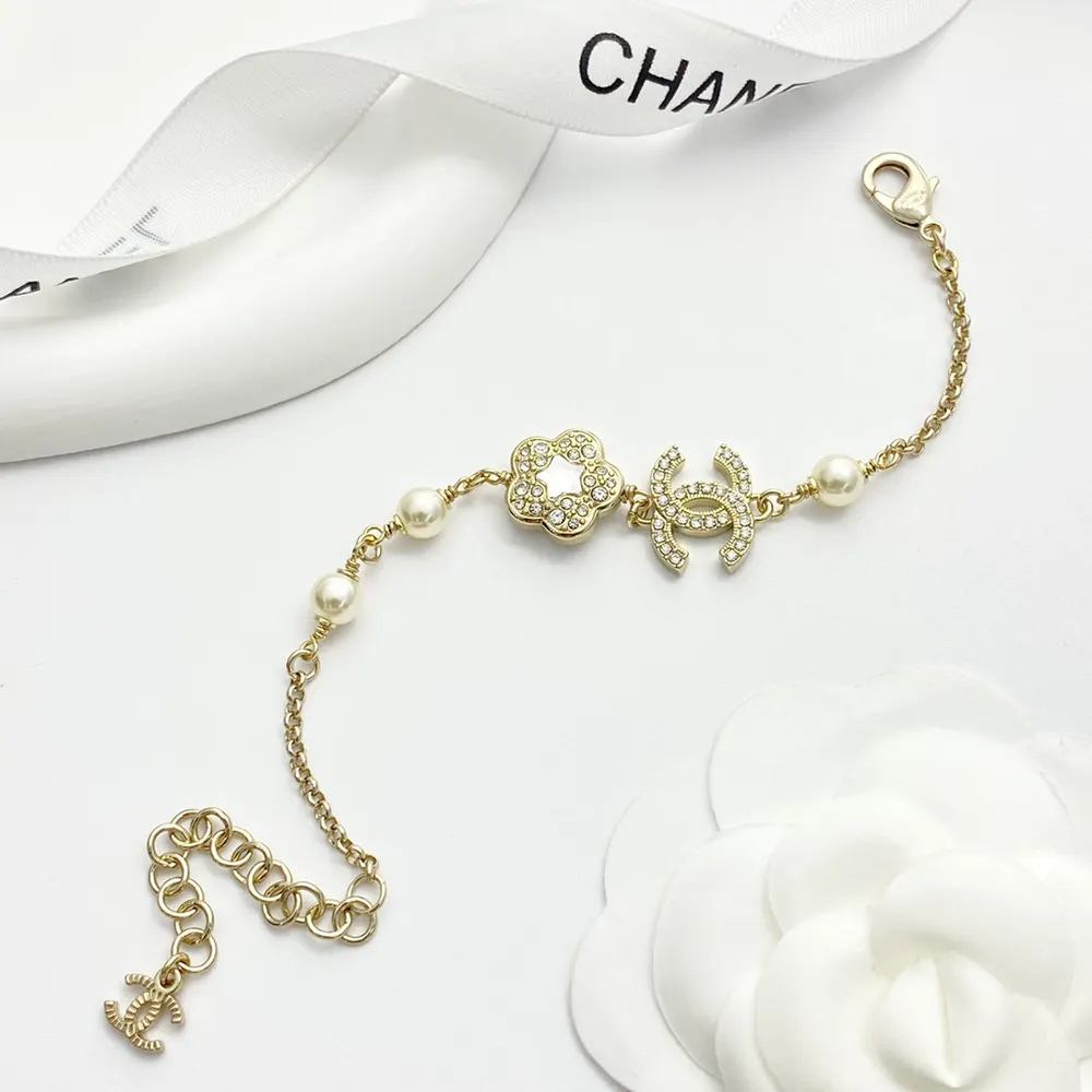 Chanel Women Bracelet Metal Glass Pearls Strass ABF382