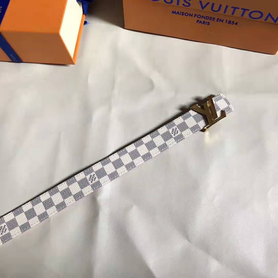 Louis Vuitton LV Unisex LV Initiales 30mm Reversible Belt in Damier Canvas-Pink