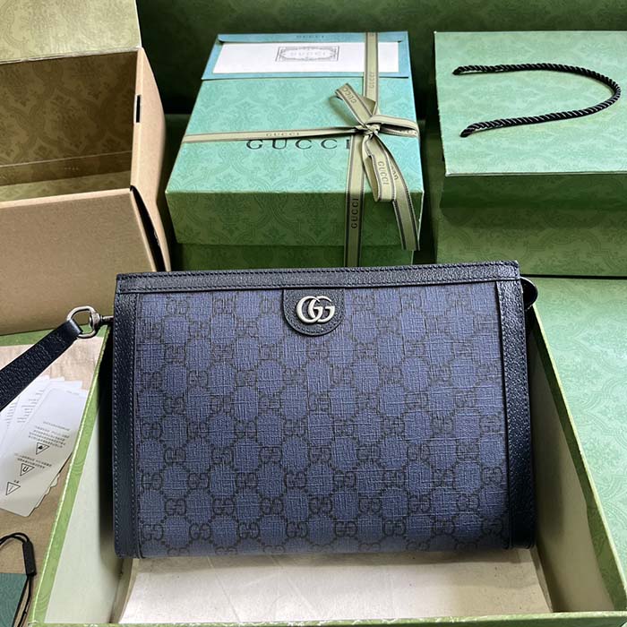Gucci Unisex Ophidia GG Pouch Blue Dark Blue GG Supreme Canvas Double G