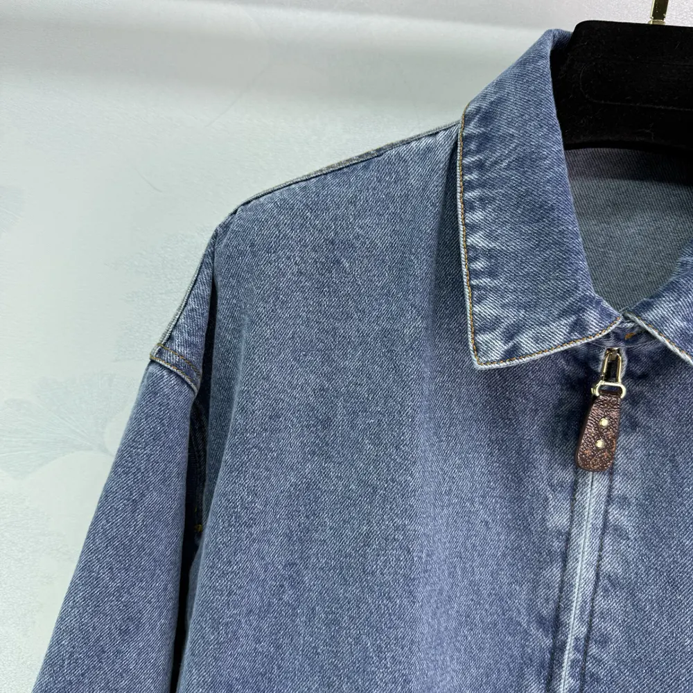 Louis Vuitton Men Denim Bomber Jacket-Blue 1AHHRU