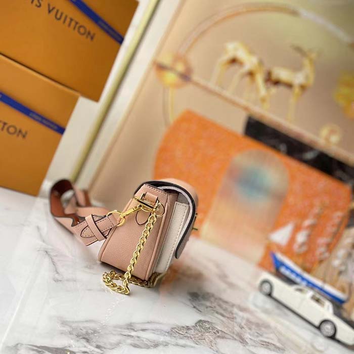 Louis Vuitton LV Women Lockme Tender Pochette Trianon Pink Quartz White Grained Calf