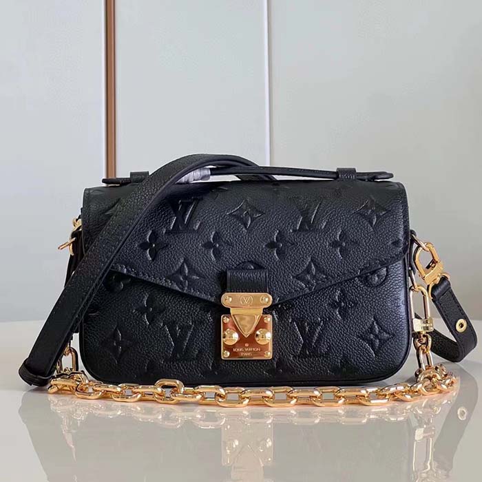 Louis Vuitton LV Women Pochette Métis East West Bag Black Grained Cowhide Leather