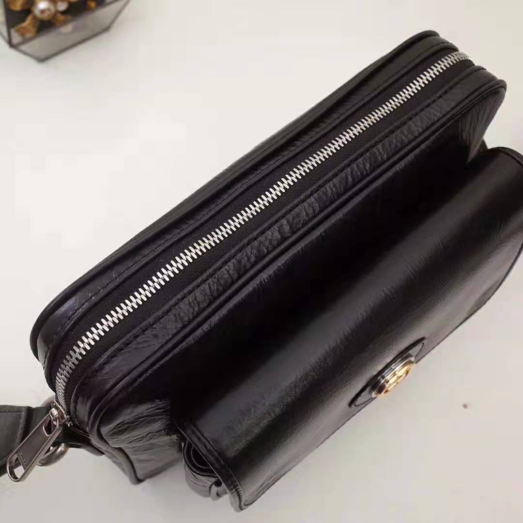 Gucci GG Men Leather Belt Bag in Black Soft Leather