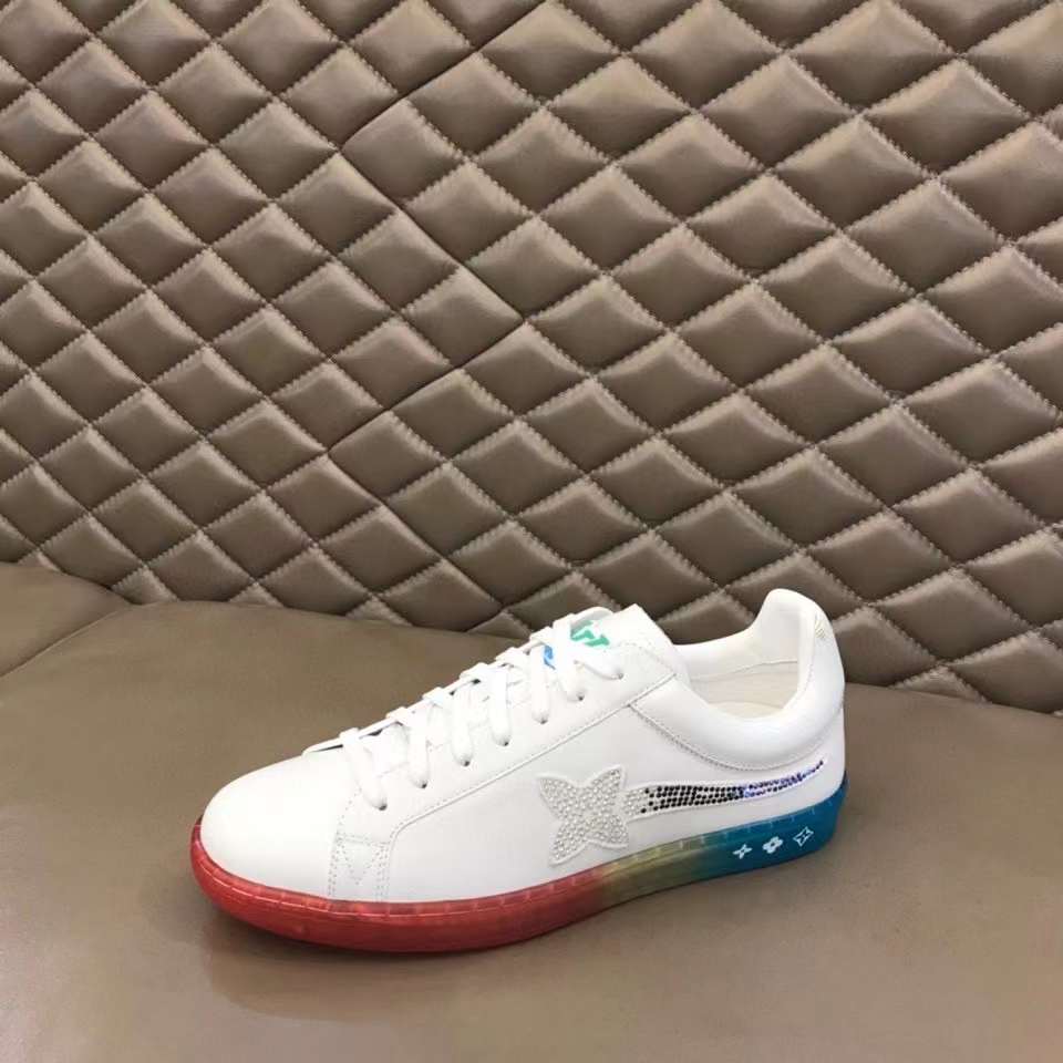 Louis Vuitton Unisex LV Luxembourg Samothrace Sneaker White Calf Leather Strass Monogram Flower