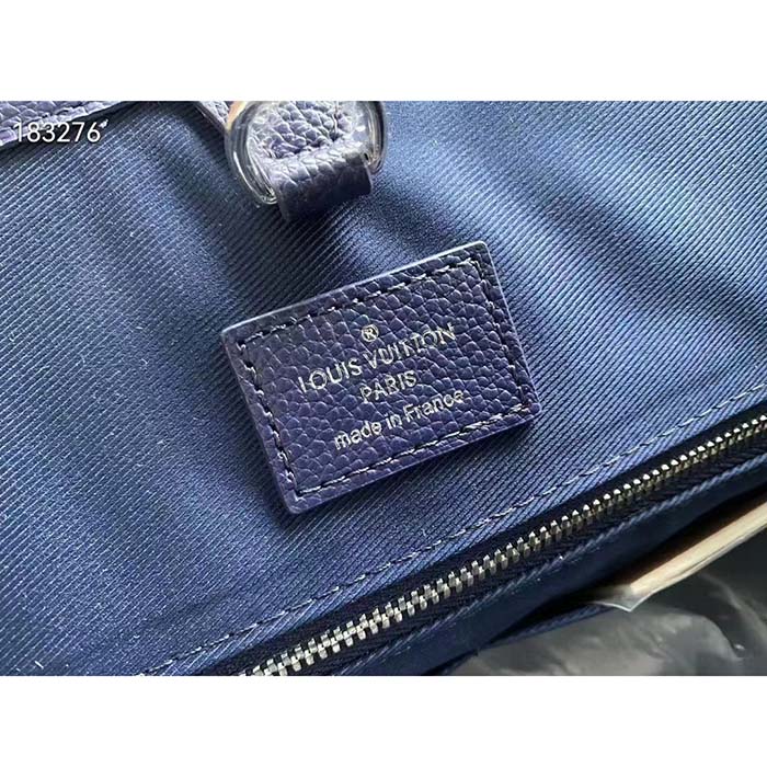 Louis Vuitton LV Unisex Tote Journey Carryall Bag Blue Cowhide Leather Textile Lining