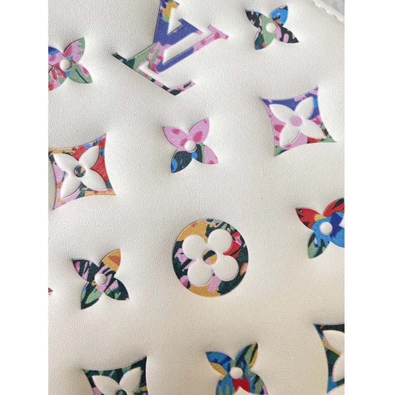 Louis Vuitton LV Women Coussin PM Handbag White Lambskin Leather Zip Closure