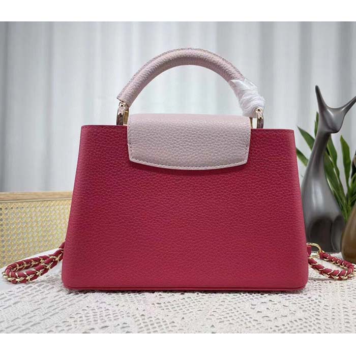 Louis Vuitton LV Women Capucines BB Handbag Magenta Jasmine Pink Taurillon Cowhide Leather
