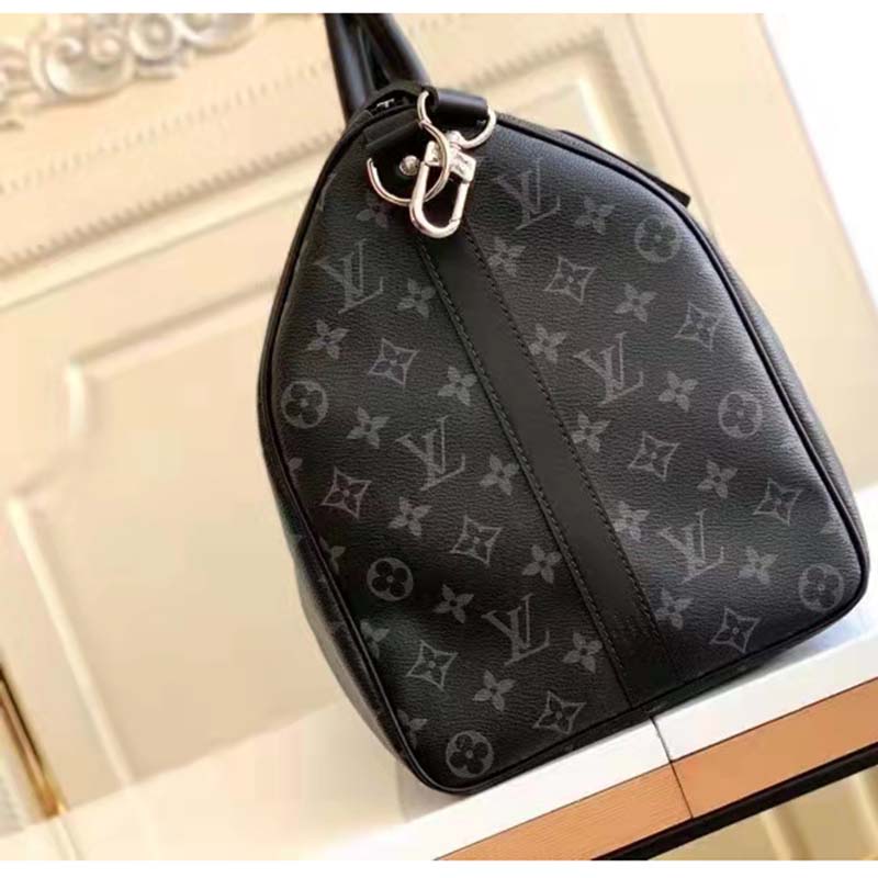 Louis Vuitton LV Unisex Keepall Bandoulière 45 Travel Bag Grey Coated Canvas Cowhide