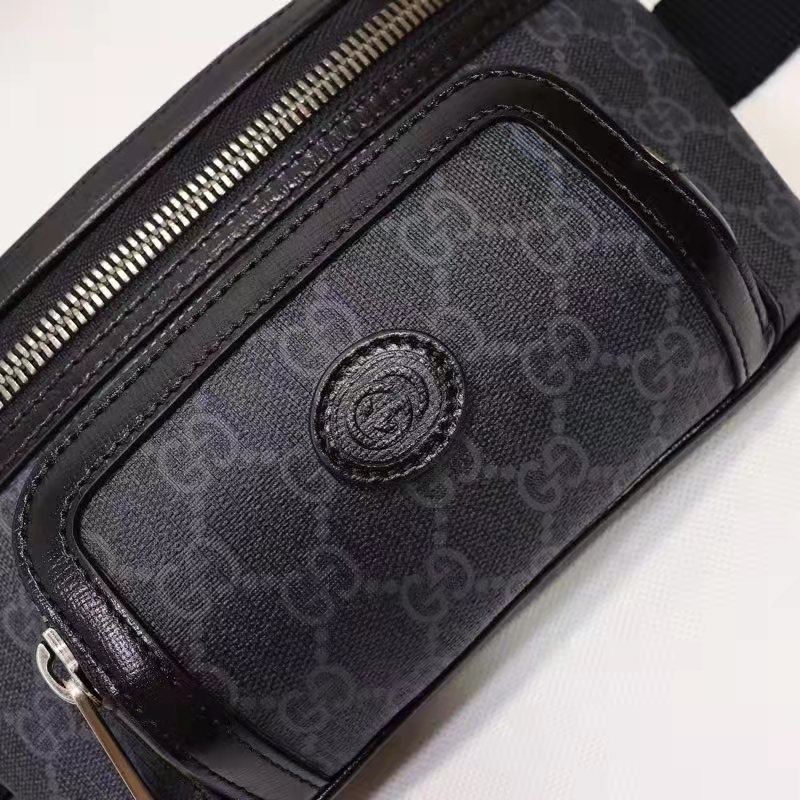 Gucci Unisex Belt bag Interlocking G Black GG Supreme Canvas