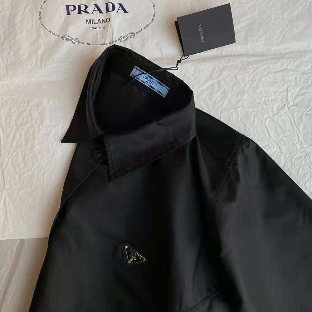 Prada Women Technical Silk Shirt-Black