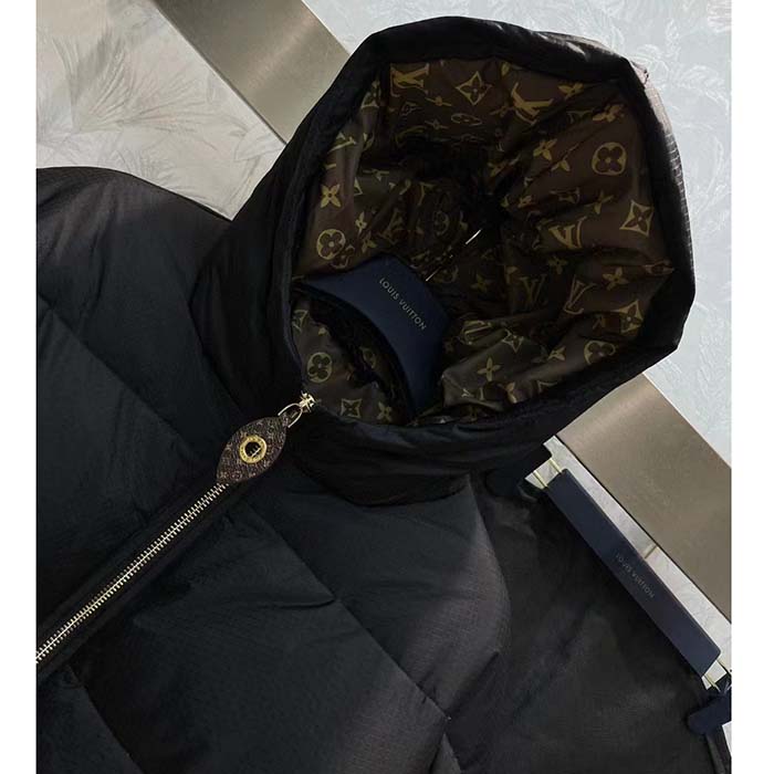 Louis Vuitton LV Men Monogram Accent Pillow Puffer Cape Black Regular Fit