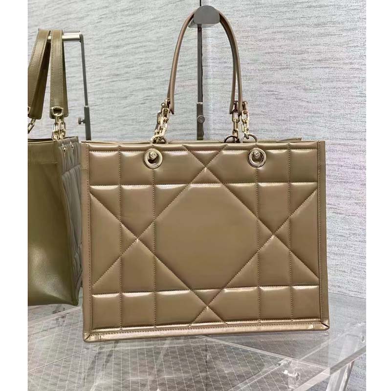 Dior Women CD Medium Dior Essential Tote Bag Hazelnut Archicannage Calfskin