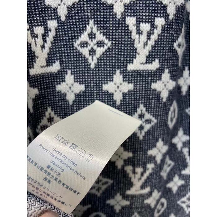 Louis Vuitton Men LV Monogram Jacquard Tank Top Wool Cotton Grey Blue Regular Fit