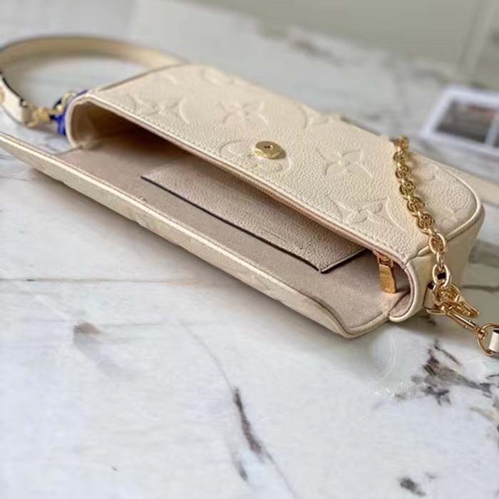 Louis Vuitton Women LV Wallet On Chain Ivy Cream Monogram Embossed Supple Grained Cowhide Leather