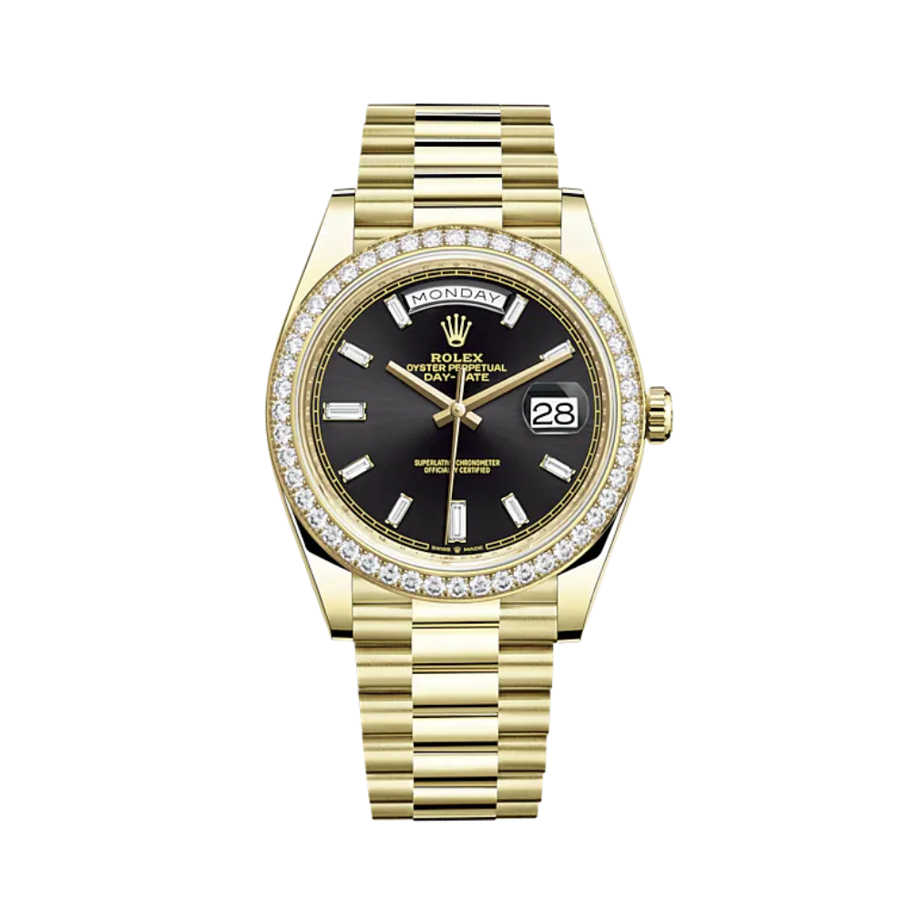 Rolex PRESIDENT DAY-DATE 36MM - BAGUETTE NOIR SMALL BEZEL