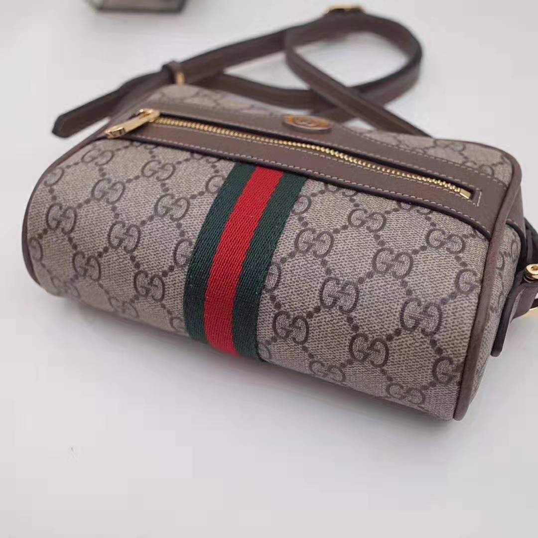 Gucci GG Women Ophidia GG Supreme Mini Bag in Beige/Ebony GG Supreme Canvas