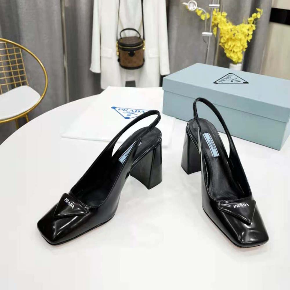 Prada Women Patent Leather Sling-Back Pumps