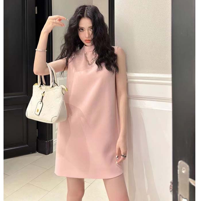 Louis Vuitton Women LV Mock-Neck Straight Dress Light Pink 1AFCHR