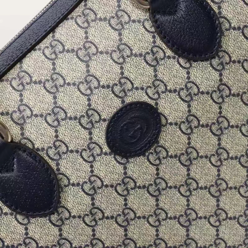 Gucci Unisex Business Case Interlocking G Blue Beige GG Supreme Canvas