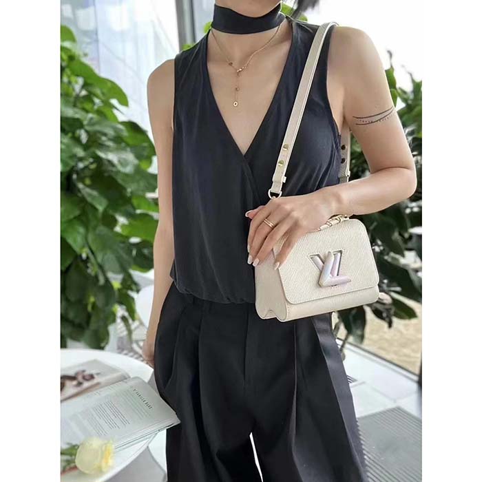 Louis Vuitton LV Women Twist PM Quartz White Epi Grained Cowhide Leather