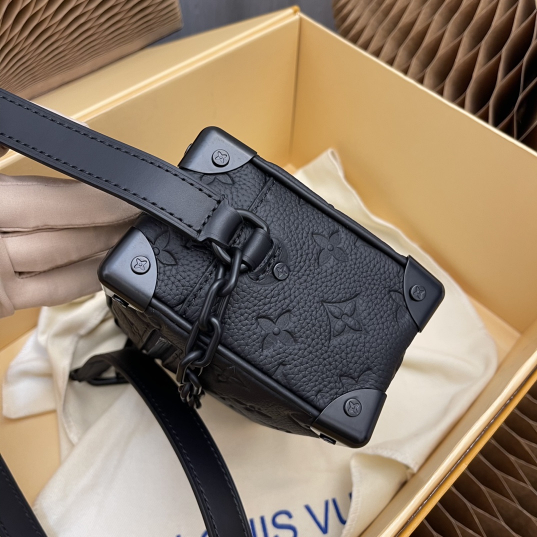 Louis Vuitton LV Men Mini Soft Trunk Bag Black Taurillon Cowhide Leather