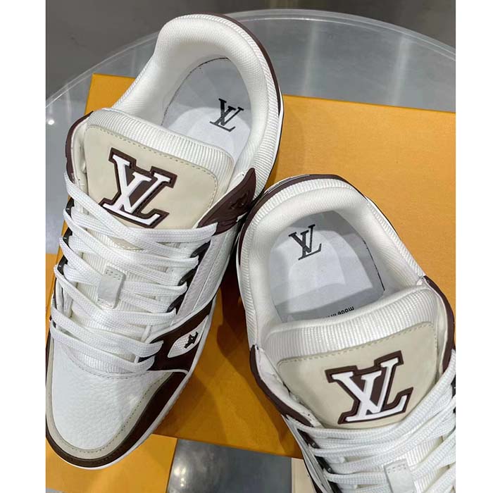 Louis Vuitton LV Unisex LV Trainer Sneaker Moka Brown Nubuck Calf Leather Grained