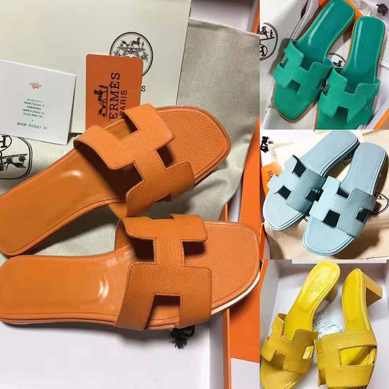 Hermes Women Oran Sandal Epsom Calfskin Iconic H Cut-Out-Orange