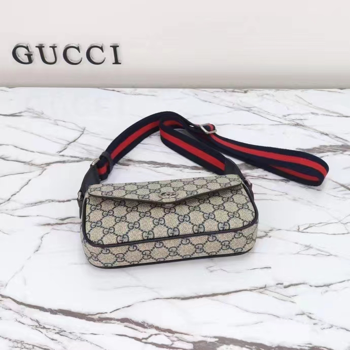 Gucci Unisex Ophidia Mini Bag Beige Blue GG Supreme Canvas Double G