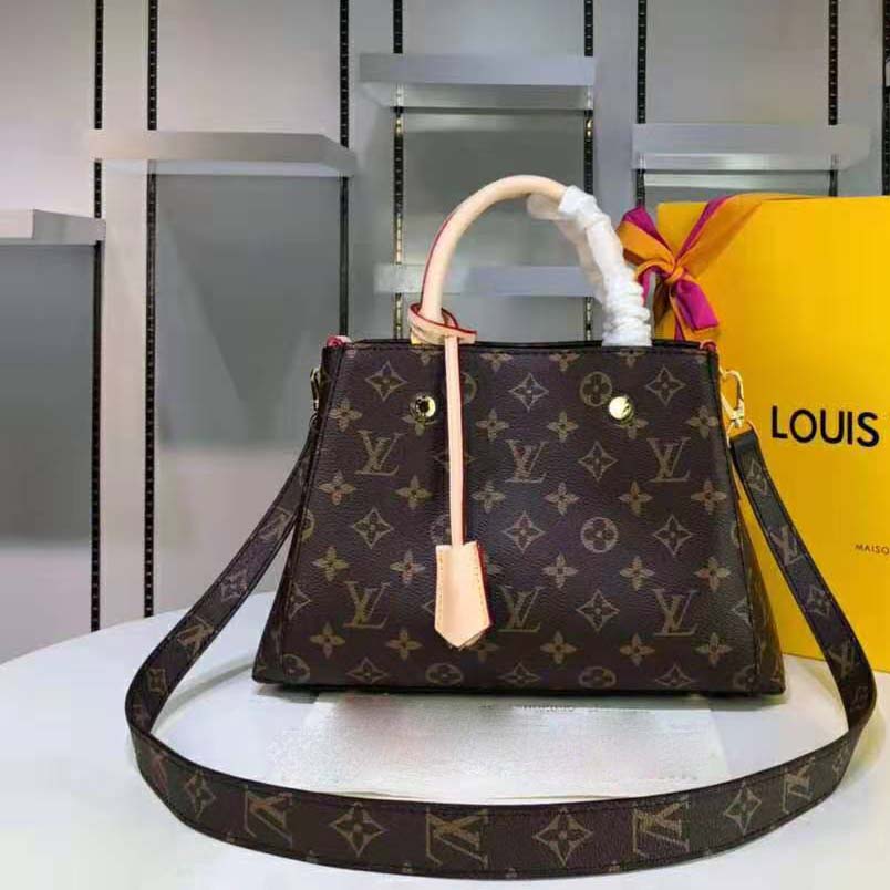 Louis Vuitton LV Women Montaigne MM in Iconic Monogram Canvas-Brown