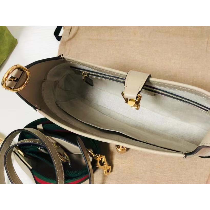 Gucci Women Jackie 1961 Small GG Shoulder Bag Beige White Supreme Canvas