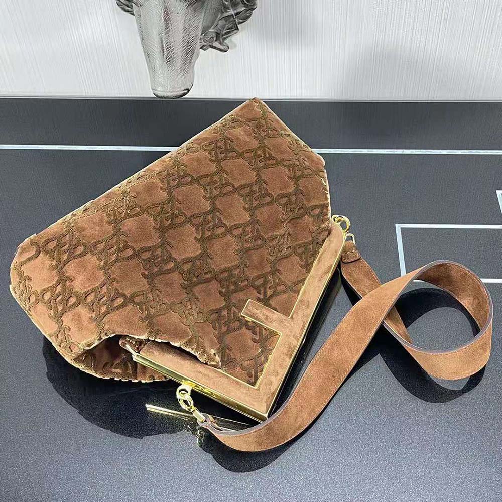 Fendi Women First Medium Brown Suede Bag