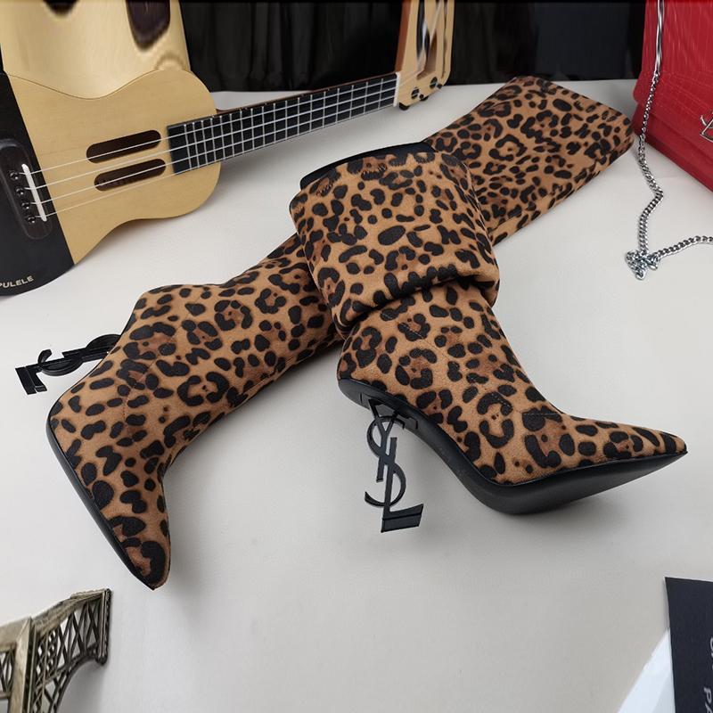 New Fashion Leopard Pattern High Heel Boots 1023121407